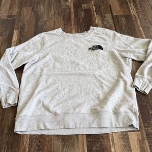 The North Face Light Gray Crewneck Sweatshirt with Logo Tag